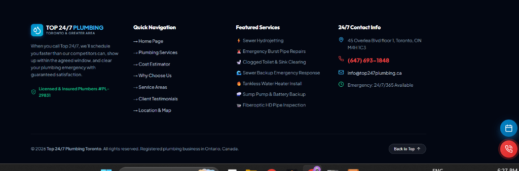 Footer & Licensed Plumbing Credentials